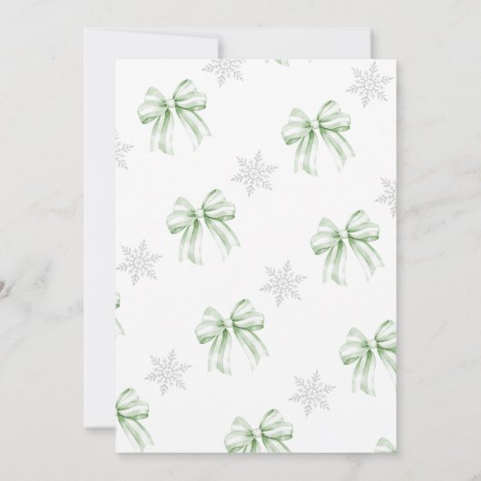 Green Bow Baby Its Cold Outside Winter Baby Shower 招待状 (裏面)