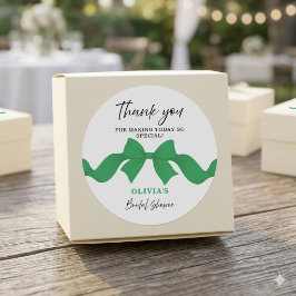 Green Bow Bridal Shower Favor Thank You Sticker ラウンドシール