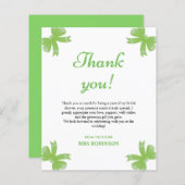 Green Bow Bridal Shower Thank You Card (正面/裏面)