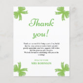 Green Bow Bridal Shower Thank You Card (正面)