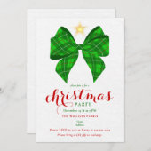 Green Bow Christmas Friendsmas Xmas Work Cocktail 招待状 (正面/裏面)