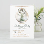 Green Bow Christmas Party Ornament Holiday Floral 招待状 (スタンド正面)