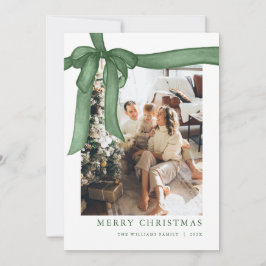 Green Bow Christmas Photo Holiday Card シーズンカード
