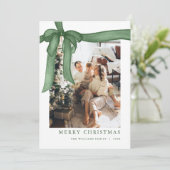 Green Bow Christmas Photo Holiday Card シーズンカード (スタンド正面)