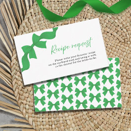 Green Bow Coquette Bridal Shower Recipe Request エンクロージャーカード