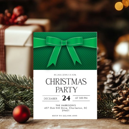Green Bow Holiday Christmas Dinner 招待状