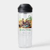 Green bow joyful Vibes add family photo name  ウォーターボトル (背面)