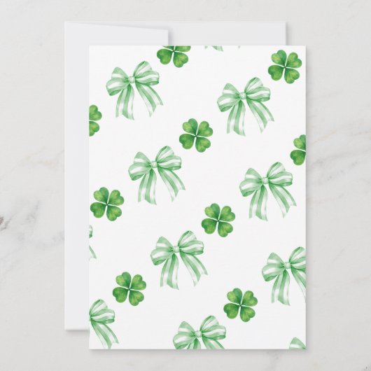 Green Bow Lucky Charm Baby Shower 招待状 (裏面)