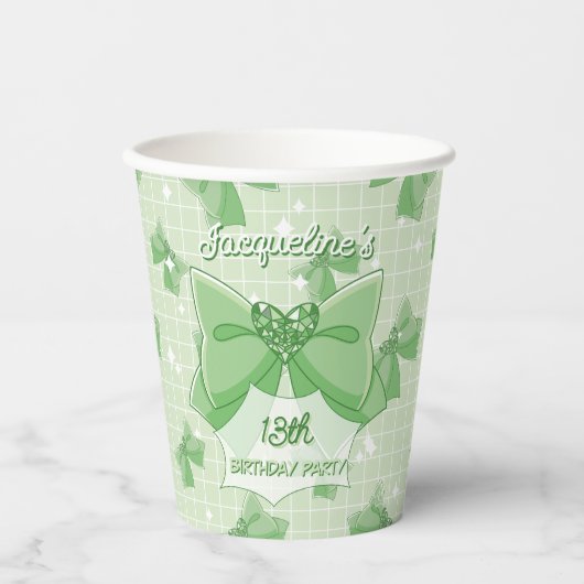 Green Bow Magical Girl Birthday 紙コップ (正面)