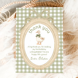 Green Bow One Silly Goose Birthday Thank You Card サンキューカード