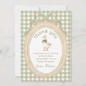 Green Bow One Silly Goose Birthday Thank You Card サンキューカード (正面)