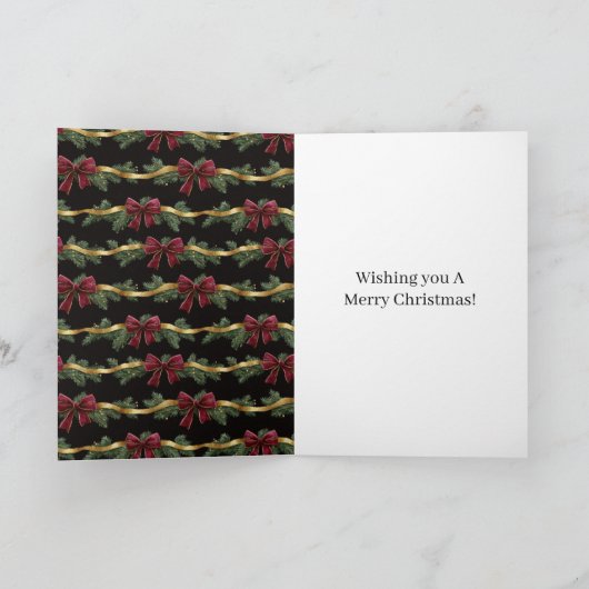 Green Bow Red Gold Ornament Christmas カード (内部)