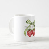 Green Bow Red Strawberries Fruit コーヒーマグカップ (正面左)