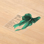 Green Bow She's Tying The Knot Bridal Shower アクリル招待状 (レイダウン)