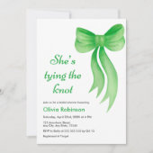 Green Bow She's Tying the Knot Bridal Shower   招待状 (正面)