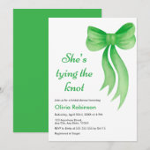 Green Bow She's Tying the Knot Bridal Shower   招待状 (正面/裏面)