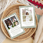  green Bow Striped Graduation Party Invite, 2026 招待状