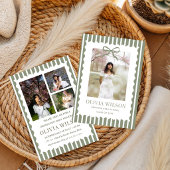  green Bow Striped Graduation Party Invite, 2026 招待状