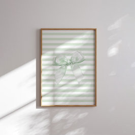 Green Bow Stripes Christian Wall Art Vintage  ポスター
