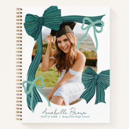 Green Bows Photo Graduation Guest Book ノートブック