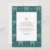 Green Bows Photo Message Graduation Announcement 招待状 (裏面)