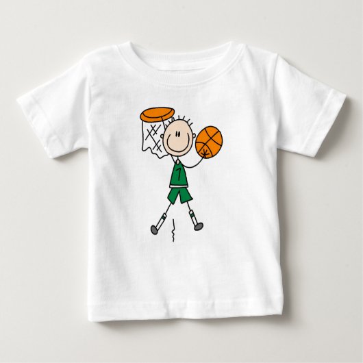 Green Boy Basketball Player Tシャツとギフト ベビーTシャツ (正面)
