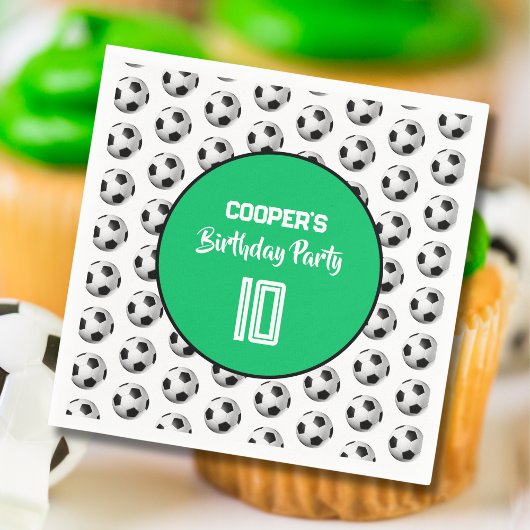 Green Boy Soccer Birthday Party スタンダードカクテルナプキン