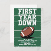 Green Boy's Football First Year Down 1st Birthday  招待状 (正面/裏面)