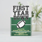 Green Boy's Football First Year Down 1st Birthday  招待状 (スタンド正面)