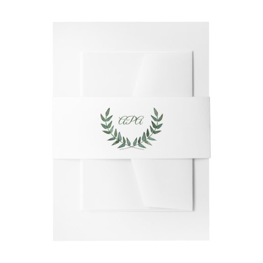 Green Branches Initials  招待状ベリーバンド (正面例)