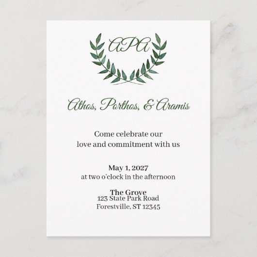 Green Branches Invitation ポストカード (正面)