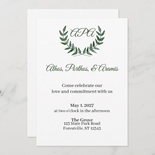 Green Branches Invitation 招待状 (正面/裏面)