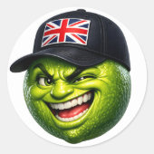 Green British Union Jack Fun stick ラウンドシール (正面)