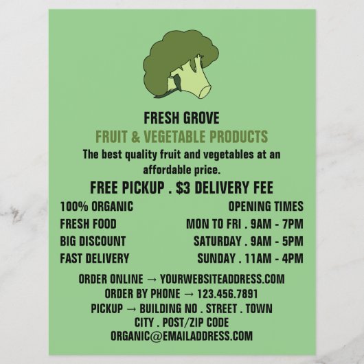 Green Broccoli, Greengrocers Advertising チラシ (正面)