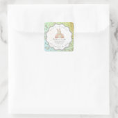 green brom grey bunny cute babyshower  スクエアシール (バッグ)