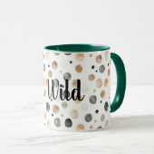 Green Brown Cream Black Dots Be Wild マグカップ (正面右)