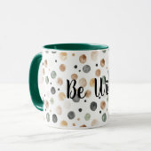 Green Brown Cream Black Dots Be Wild マグカップ (正面左)