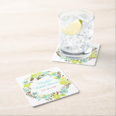 Green & Brown Floral Wreath Bridal Shower スクエアペーパーコースター (インサイチュ)