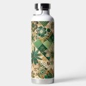 GREEN & BROWN IRISH SHAMROCKS & PLAID PATTERNS ウォーターボトル (右面)