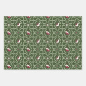 Green Brown Orange Christmas Forest Village ラッピングペーパーシート (正面2)