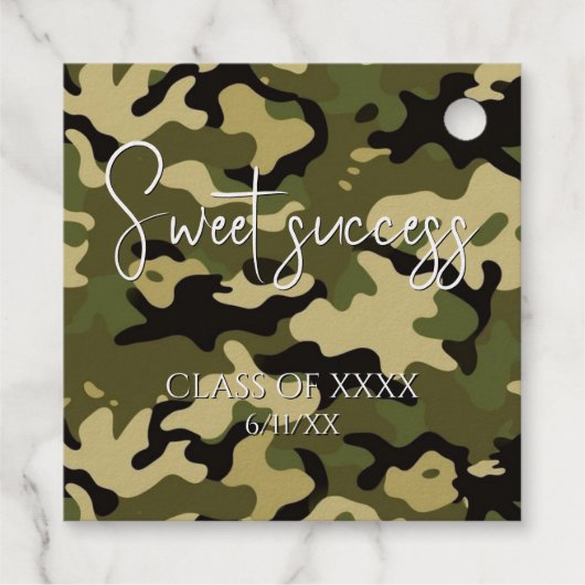 Green, Brown, Tan & Black Camouflage Sweet Success フェイバータグ (裏面)