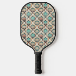 GREEN BROWN TAN GEOMETRIC SHAPES ピックルボールラケット