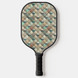 GREEN BROWN TAN GEOMETRIC SHAPES ピックルボールラケット