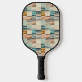 GREEN BROWN TAN GEOMETRIC SHAPES ピックルボールラケット