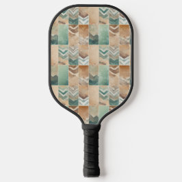 GREEN BROWN TAN GEOMETRIC SHAPES ピックルボールラケット