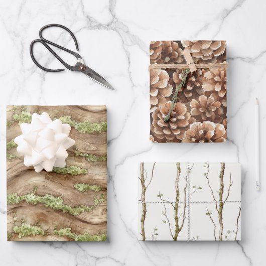 Green Brown Tree ラッピングペーパーシート (正面)