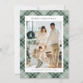 Green Buffalo Plaid Photo collage Christmas シーズンカード (正面)
