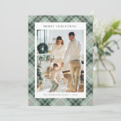 Green Buffalo Plaid Photo collage Christmas シーズンカード (スタンド正面)