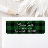 Green buffalo plaid winter return address ラベル (インサイチュ)