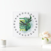 Green bull | Trade Design スクエア壁時計 (ホーム)